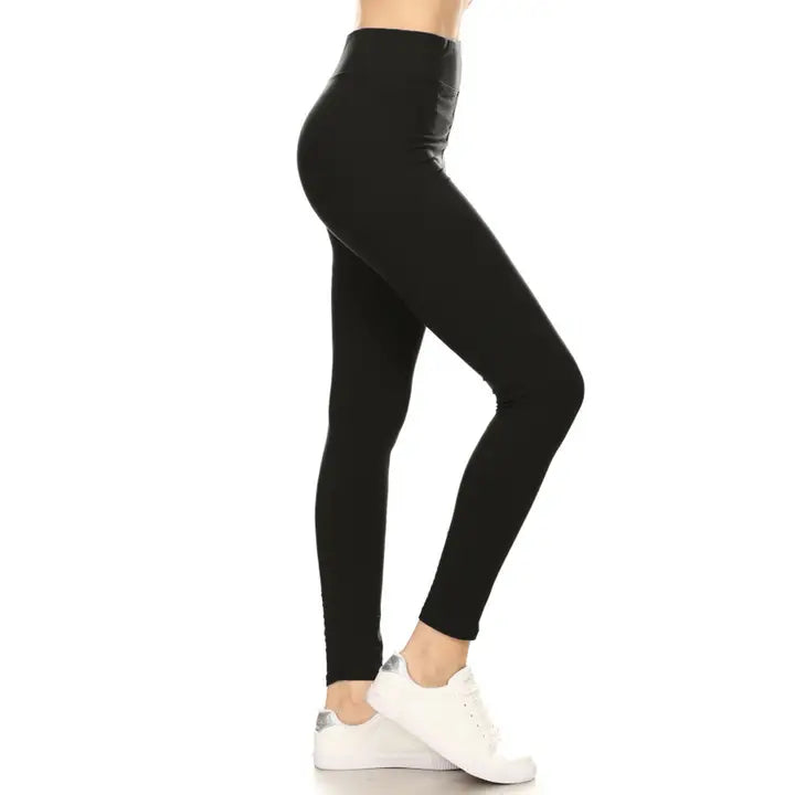 3" Yoga Band Buttery Soft Solid Leggings (S-Xl)