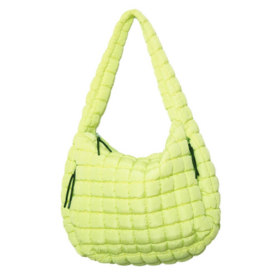 Lime or Plum Oversized Quilted Hobo Tote Bag