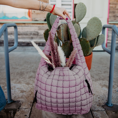 MAUVE Oversized Quilted Hobo Tote Bag