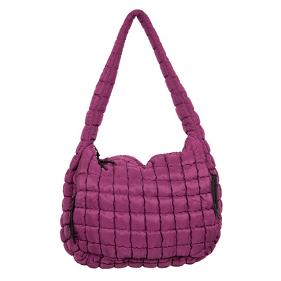 Lime or Plum Oversized Quilted Hobo Tote Bag