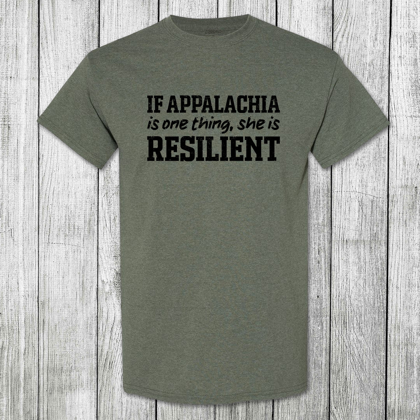 'Round Here Clothing She is Resilient Heather Military Green