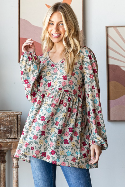 Puff Sleeve Floral Babydoll Top