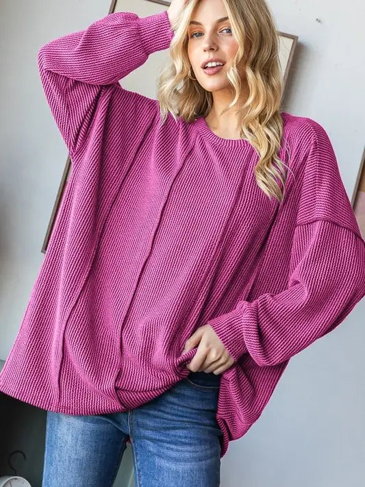 Long Sleeve Solid Urban Rib Top