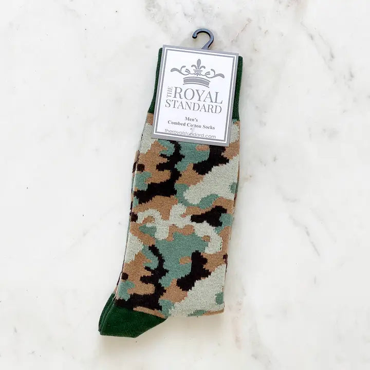 Men's Camo Socks Taupe/Green/Tan One Size