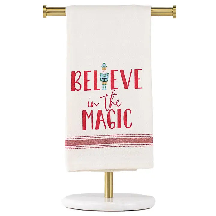 Believe in the Magic Hand Towel Cream/Red/Blue 20x28