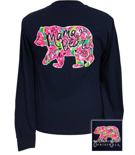 Girlie Girl Originals Mama Bear Floral Navy LS